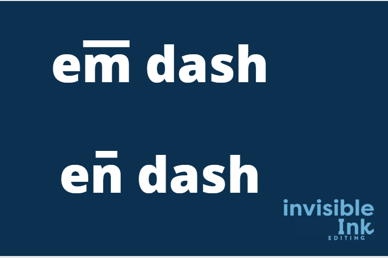 Text showing the difference between an em dash and an en dash